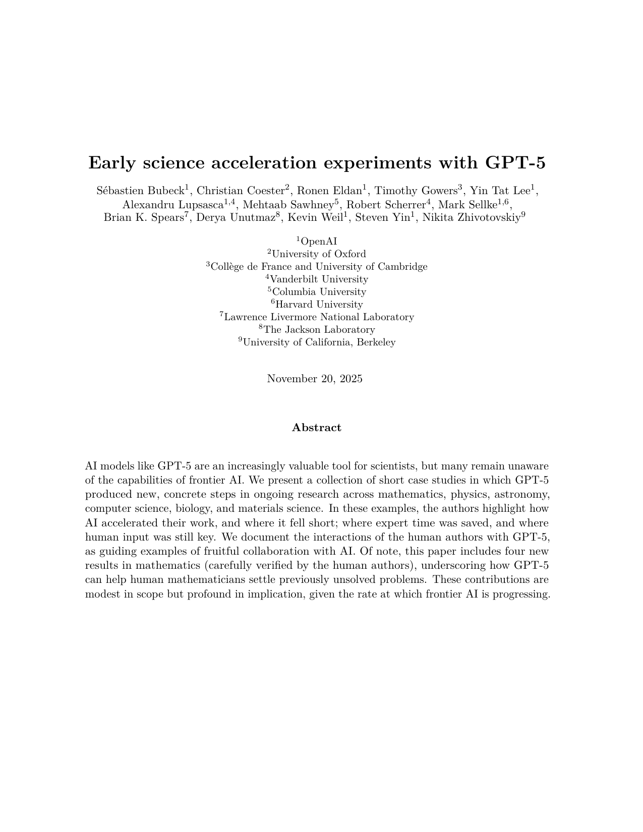 GPT-5 for Science Acceleration